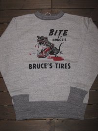 FREEWHEELERS (フリーホイーラーズ)  ”CREW NECKED SWEAT SHIRT ”BRUCE'S TIRES   col. MIX GRAY×GRAINED CHARCOAL GRAY