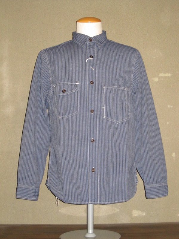 画像1: FREEWHEELERS  (フリーホイーラーズ) 〜SWAMPER WORK SHIRTS〜 col.INDIGO GRAINED STRIPE  (1)