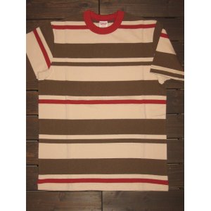 画像: FREEWHEELERS (フリーホイーラーズ) ”RANDOM STRIPED”SET IN SHORT SLEEVE T-SHIRTS col. CHILI RED×GRAY KHAKI×STRAW CREAM