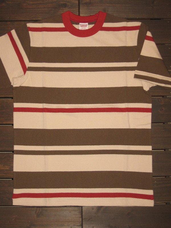 画像1: FREEWHEELERS (フリーホイーラーズ) ”RANDOM STRIPED”SET IN SHORT SLEEVE T-SHIRTS col. CHILI RED×GRAY KHAKI×STRAW CREAM (1)