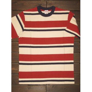 画像: FREEWHEELERS (フリーホイーラーズ) ”RANDOM STRIPED”SET IN SHORT SLEEVE T-SHIRTS col.OLD NAVY× CHILI RED×DRY CREAM