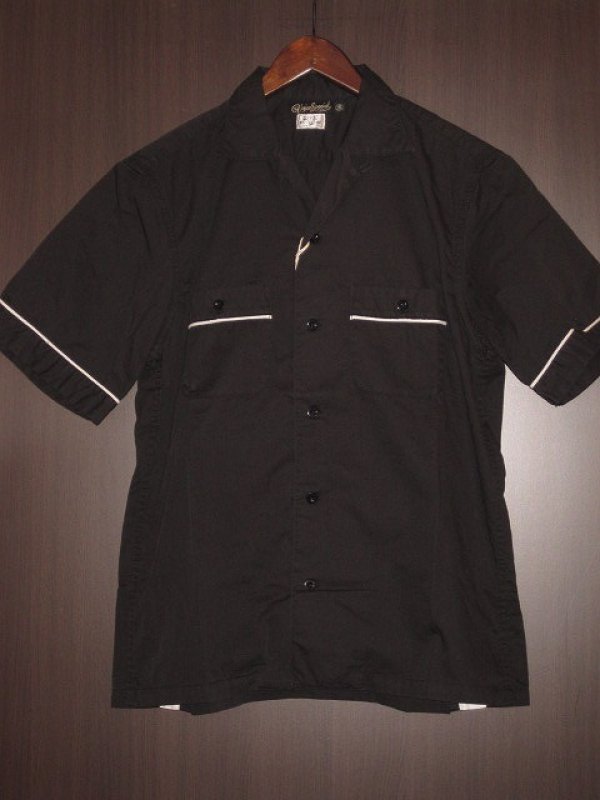 画像1: FREEWHEELERS(フリーホイーラーズ) ”ZIPCO” OPEN COLLARED SHORT SLEEVE SHIRT” col. BLACK×OFF-WHITE (1)