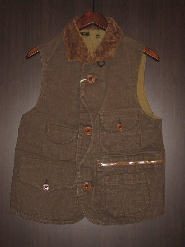 画像1: FREEWHEELERS (フリーホイーラーズ) ”YELLOWSTONE” SLEEVELESS COAT col. YARN-DYED OLIVE (1)