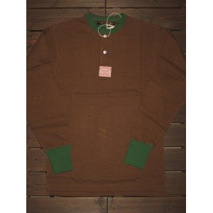 画像: FREEWHEELERS (フリーホイーラーズ) "HENLEY NECKED" LONG SLEEVE SHIRT　col.  BROWN×TARF GREEN