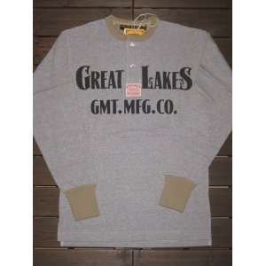 画像: FREEWHEELERS (フリーホイーラーズ) "GREAT LALES LOGO”〜HENLEY NECKED" LONG SLEEVE SHIRT〜　col. MIX GRAY×OIL STAIN