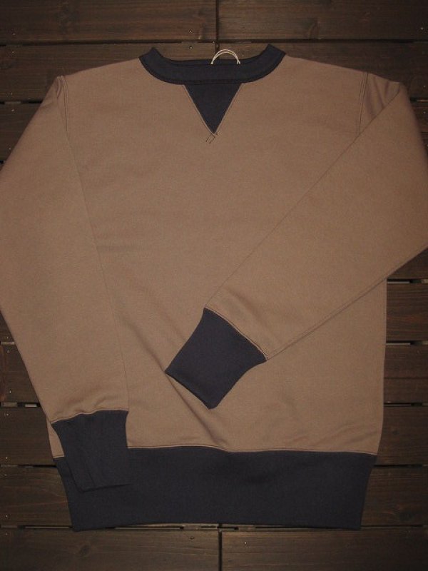 画像1: FREEWHEELERS (フリーホイーラーズ)  ”DOUBLE V SWEAT SHIRT ”SET-IN SLEEVE   col. MEDIUM GRAY×OLD NAVY (1)